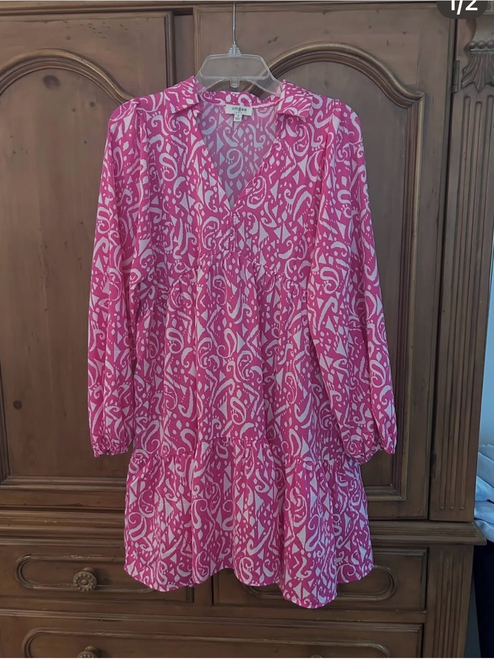 Umgee Pink and White Abstract Print Top